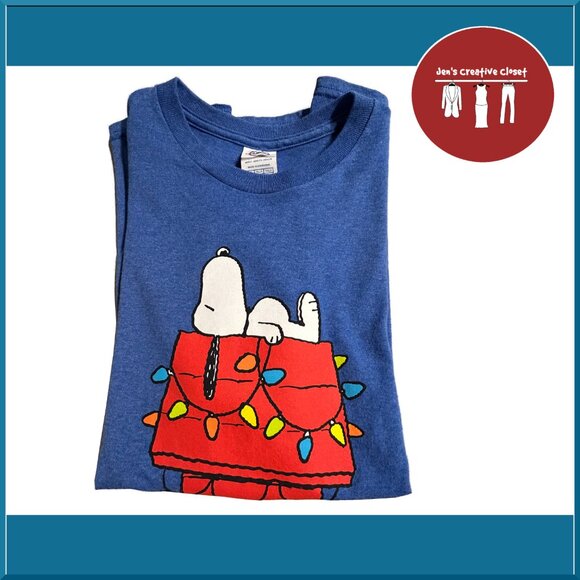 Men's Blue Peanuts Snoopy Christmas Short-Sleeve Tee - Picture 2 of 5